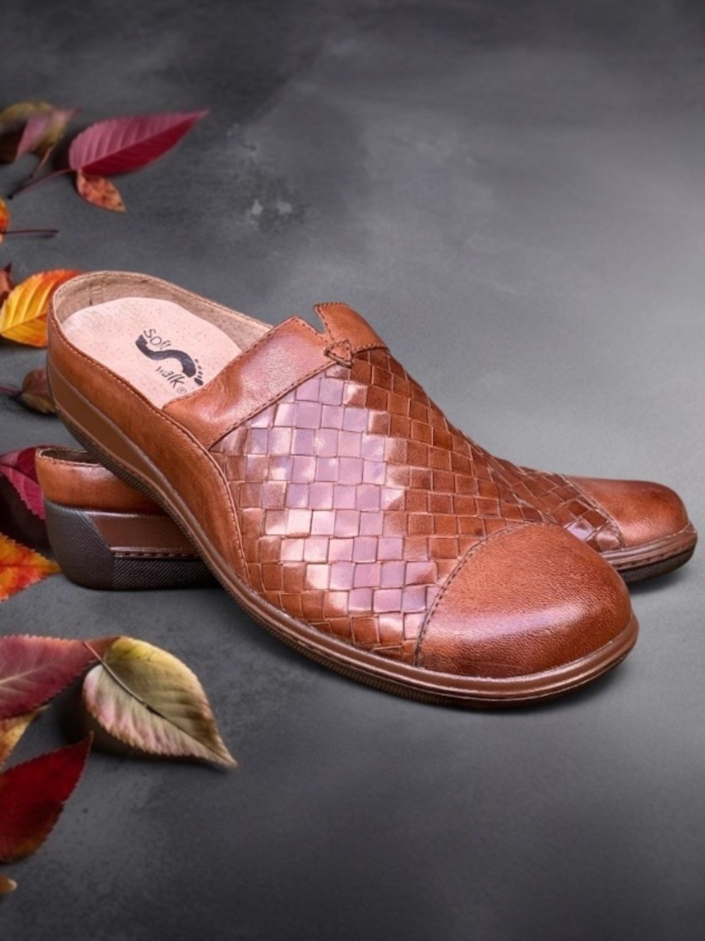 SoftWalk Women’s Woven Leather Mules